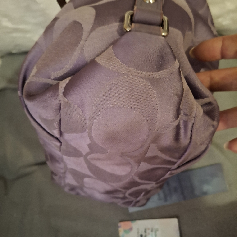 Coach Purple Shoulder Bag with Signature Monogram - Picture 10 of 14